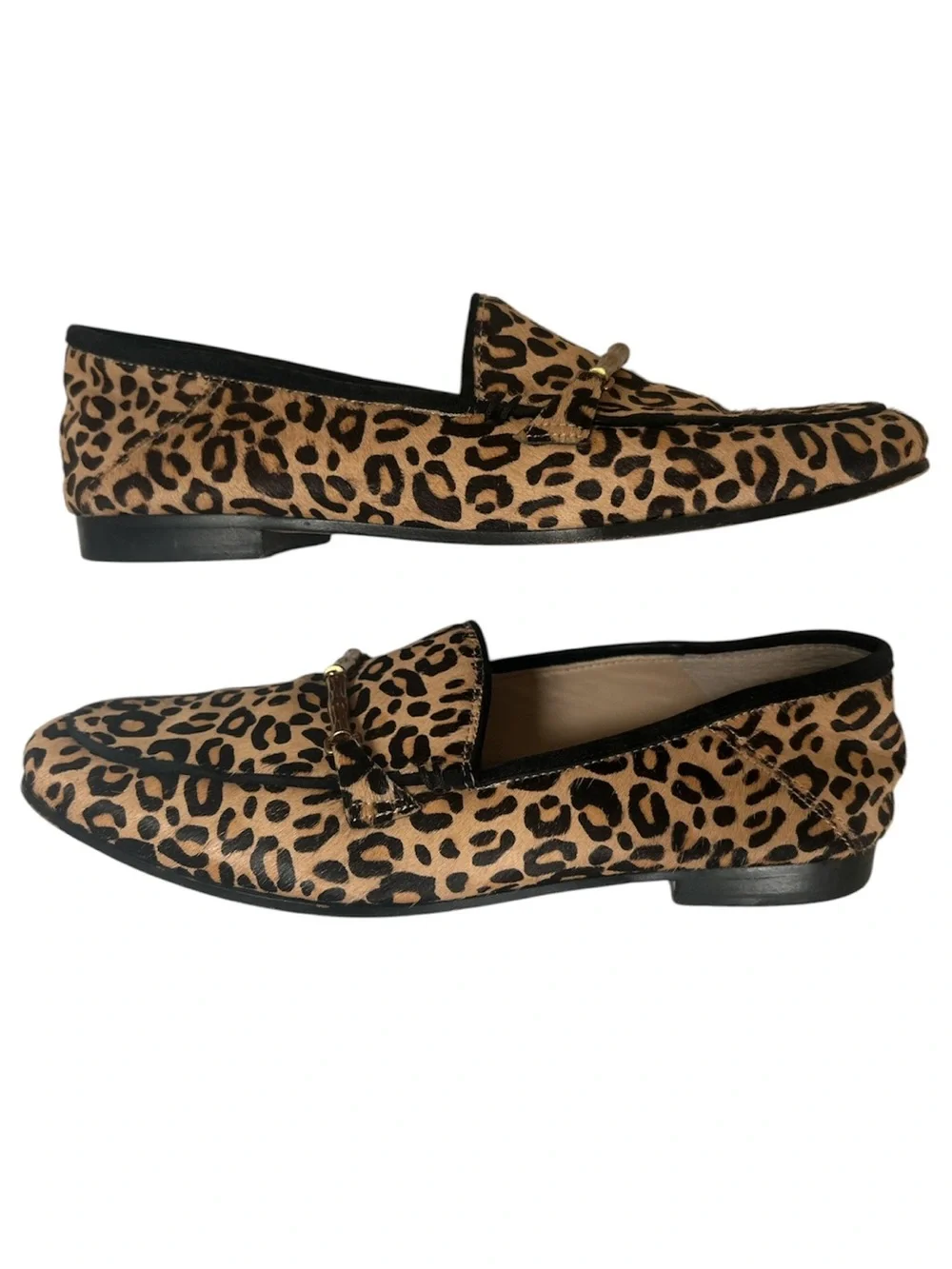 J. McLaughlin Dillon Calf Hair Leopard Print Leather Loafers Size 8.5 Officewear